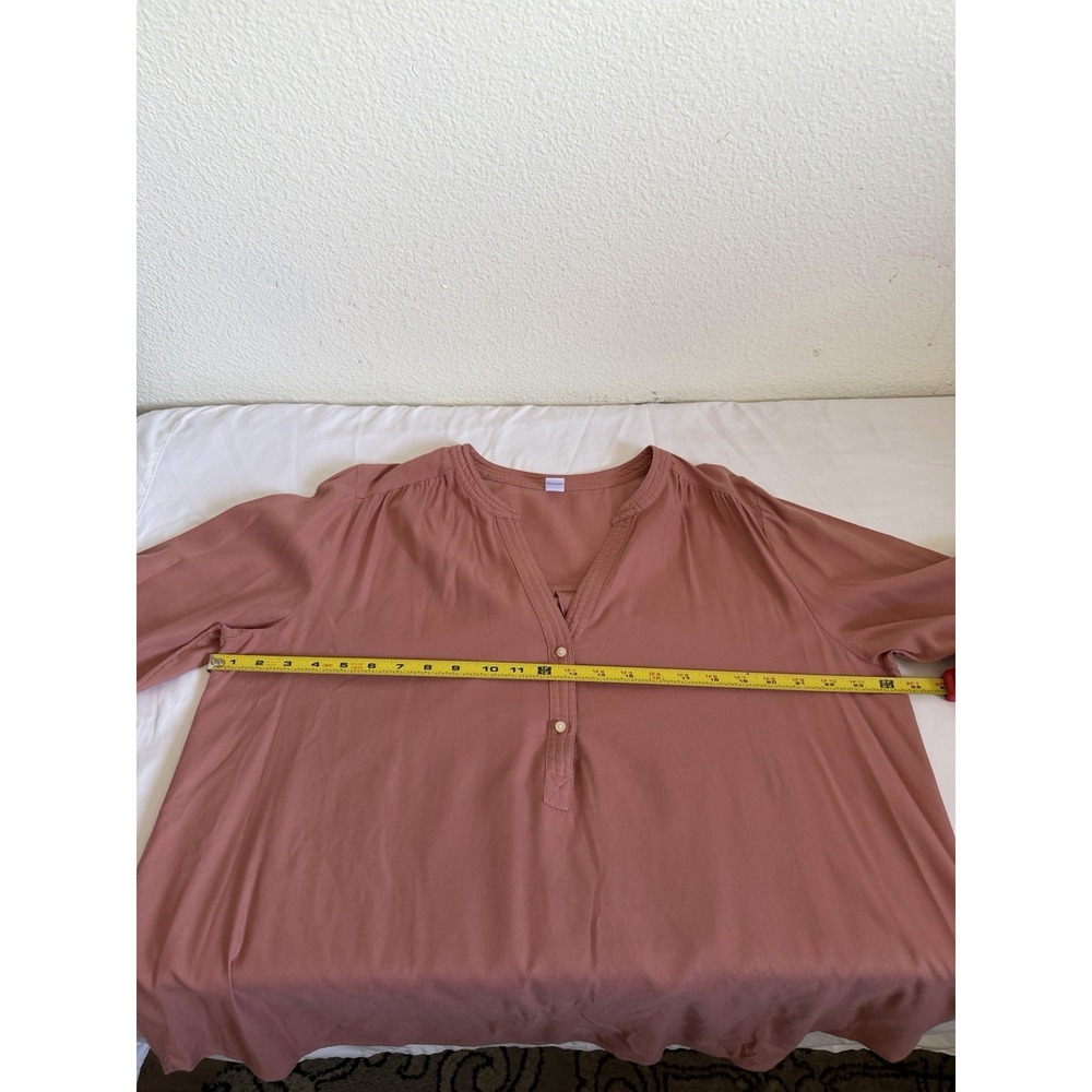 Old Navy Womens XL Dusty Rose Pink Henley Popover Blouse Long Sleeve Top - Picture 12 of 16